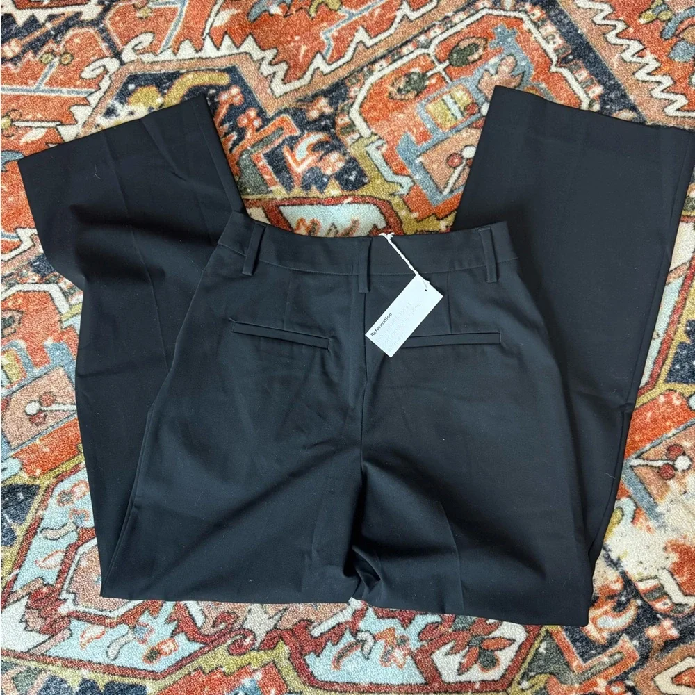 Reformation Black Alex Mid Rise Women's Pants - Picture 4 of 4